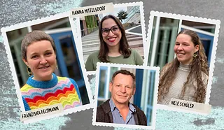 Collage aus den Porträts von Franziska Feldman, Hanna Mittelsdorf, Nele Schüler und Martin Hallmen