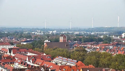 Luftaufnahme der Martin-Luther-Kirche aus dem Riesenrad auf dem Freimarkt