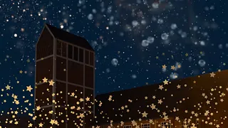 Die Martin-Luther-Kirche bei Nacht - bearbeitet mit Sternen und Galaxien