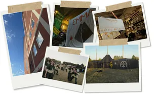 Collage von Fotos aus dem Pfadfinder-Lager