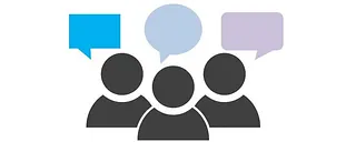 Grafik von Personen mit Sprechblasen
