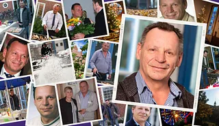 Bildercollage von Porträts und Schnappschüssen von Martin Hallmen in 40 Jahren